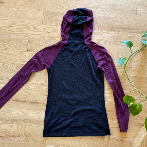 Smartwool Drape Neck Hoodie 250 XS EUC Charcoal Purple - Picture 7 of 10